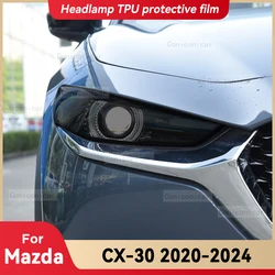 For MAZDA CX-30 2020-2024 Car Headlight Smoked Black TPU Protective Film Front Light Tint Change Color Sticker Accessories