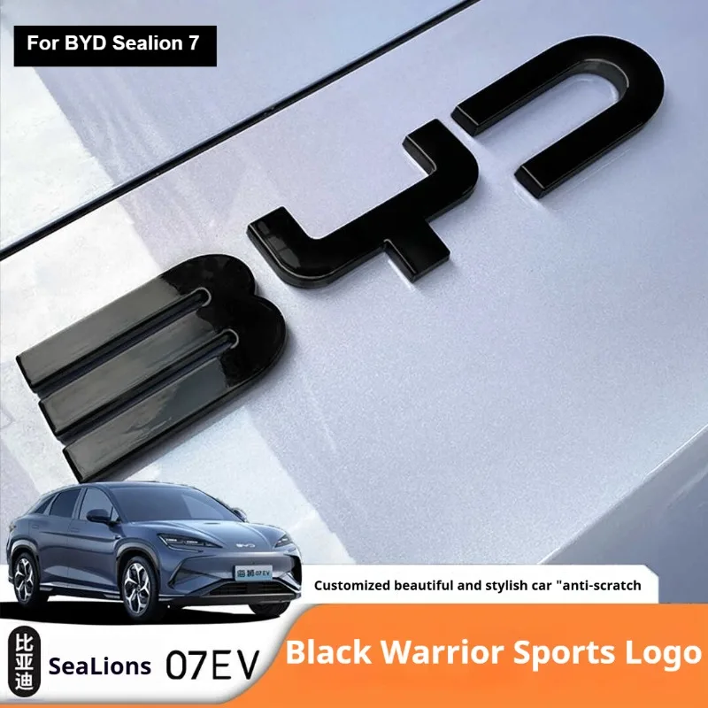 For BYD Sealion 7 EV Car Black Front Emblem  Black Warrior Rear Badge Modification Covering Styles Tail Logo Blackout Car Badge