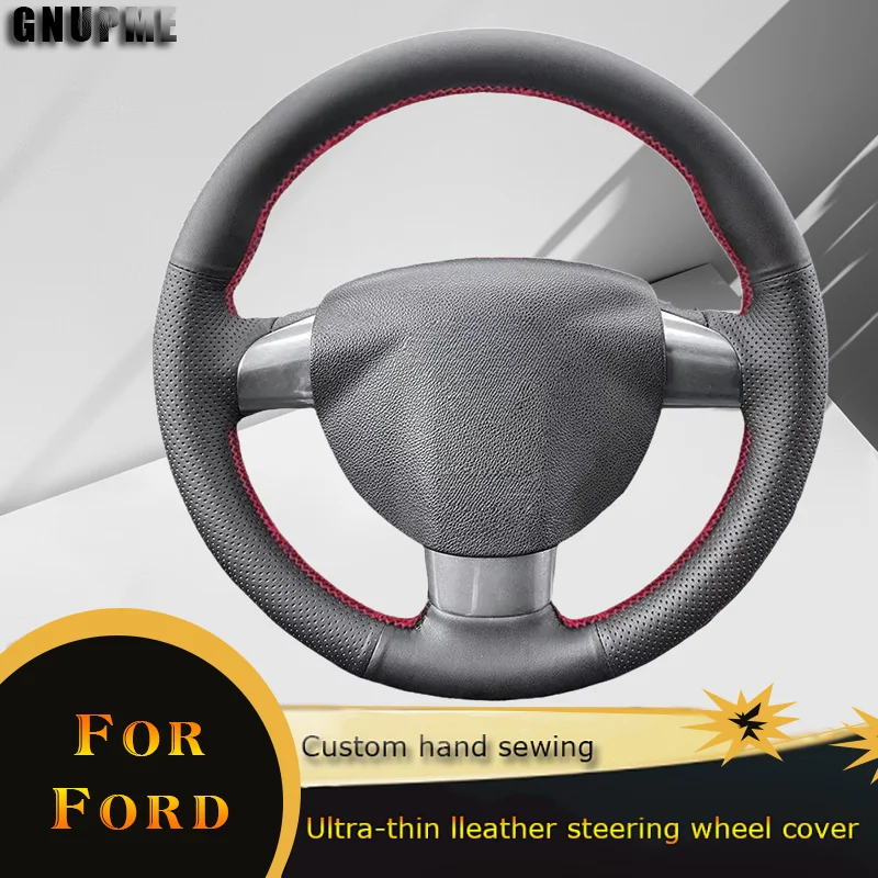 

DIY Car Steering Wheel Cover Perforated Lerther For Ford Focus 2 2005 2006 2007 2008 2009 2010 2011 3-Spoke Car Accessories