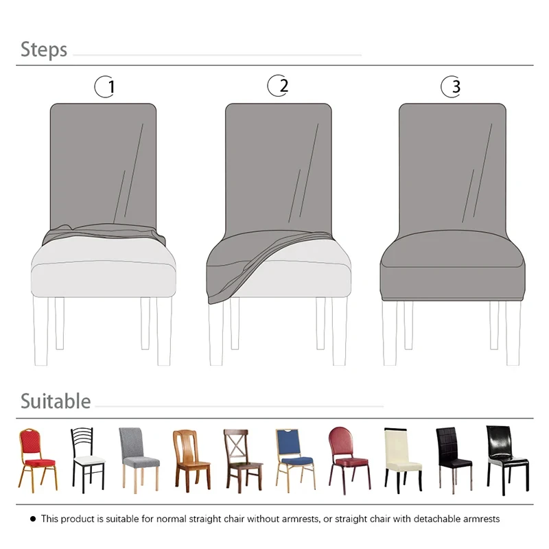 Jacquard Fabric Chair Cover for Dining Room Wedding Hotel Banquet Home Removable Washable Seat Case Stretch Spandex Chair Covers