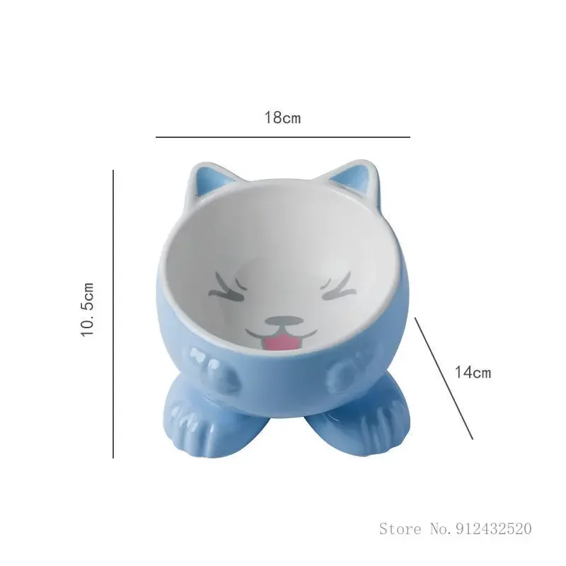 Filles créatif de dessin animé pour chat, protection anti-renversement des pieds hauts en céramique, bols à eau potable pour chiens, bols à riz, fournitures pour animaux de compagnie, 1PC