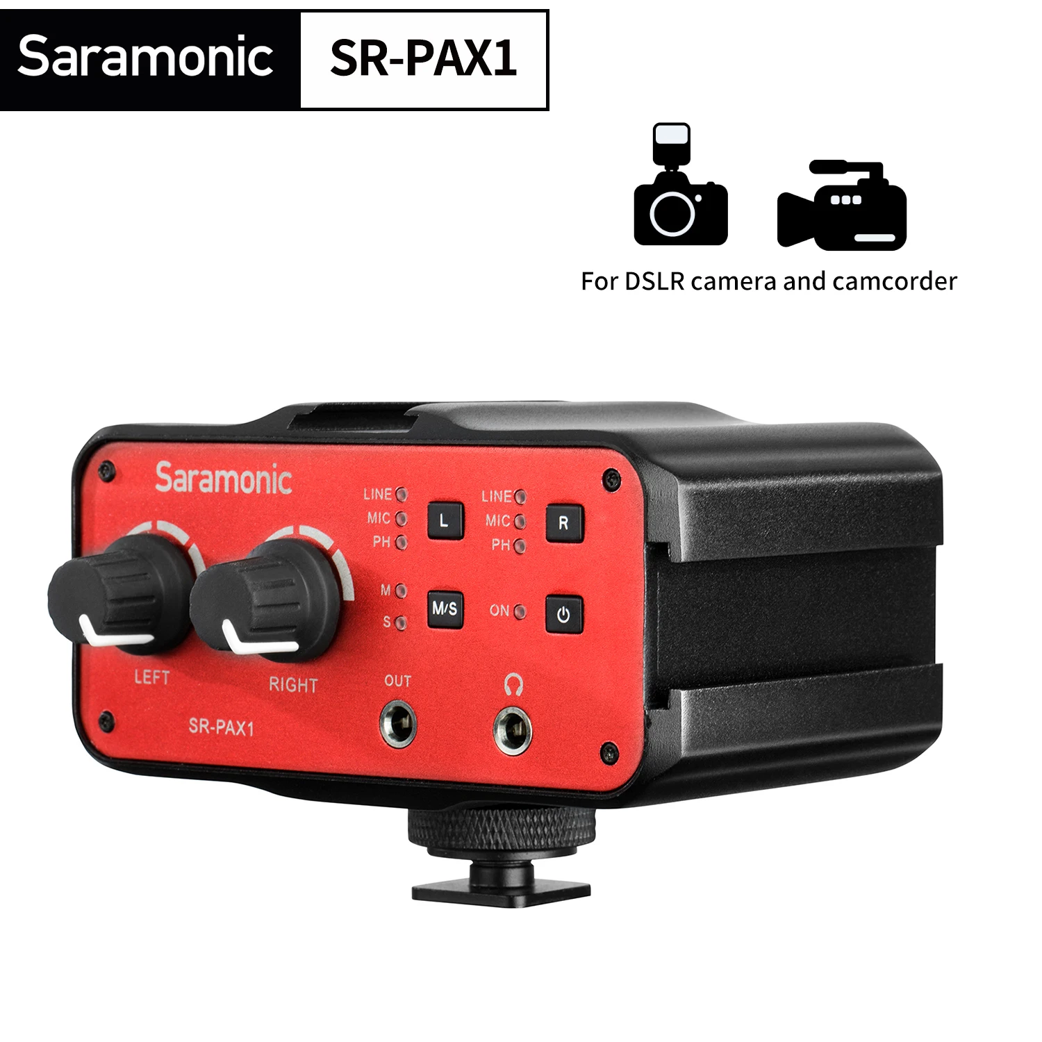 Saramonic SR-PAX1 Audio Mixer Preamp with Phantom Power for Guitar Mirrorless DSLR Camera Camcorder Canon Nikon Sony Pentax