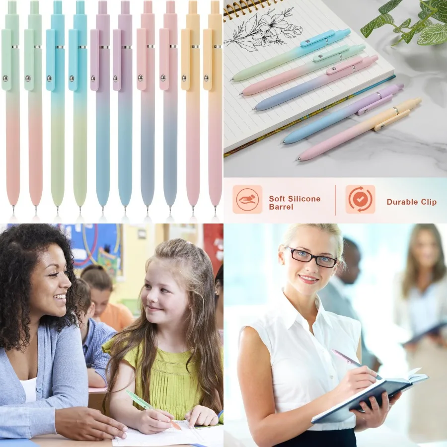 FIOVER 10 قطعة أقلام هلام الحبر الأسود نقطة متوسطة 0.7 مللي متر أقلام الكتابة السلس الراقية سلسلة لطيف قلم حبر جاف للمذكرات Takin