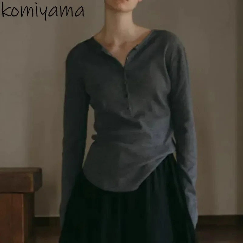 

Japanese Loose Casuak Clothing Lazy Style Ropa Mujer Long Sleeve Clothes Woman 2025 Spring Camisetas Simple Bottomed Tops