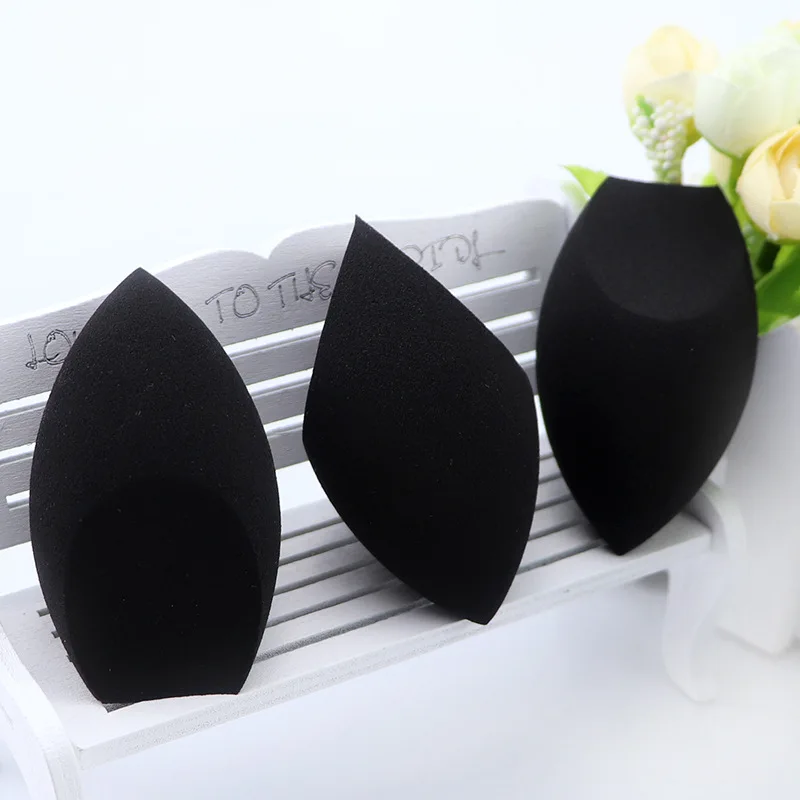 50 Sets Custom Logo Black Soft Cosmetic Puff  with Box Makeup Rocket Sponge Foundation Blue Sponge Blending Private Label DIY