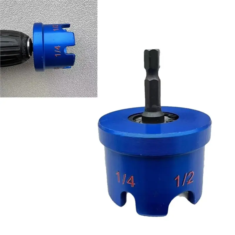 Porcas de fixação de broca com zíper YWDZ com facilidade para ferramentas elétricas de 1/4", 3/8" e 1/2", ferramentas manuais, acessórios azuis