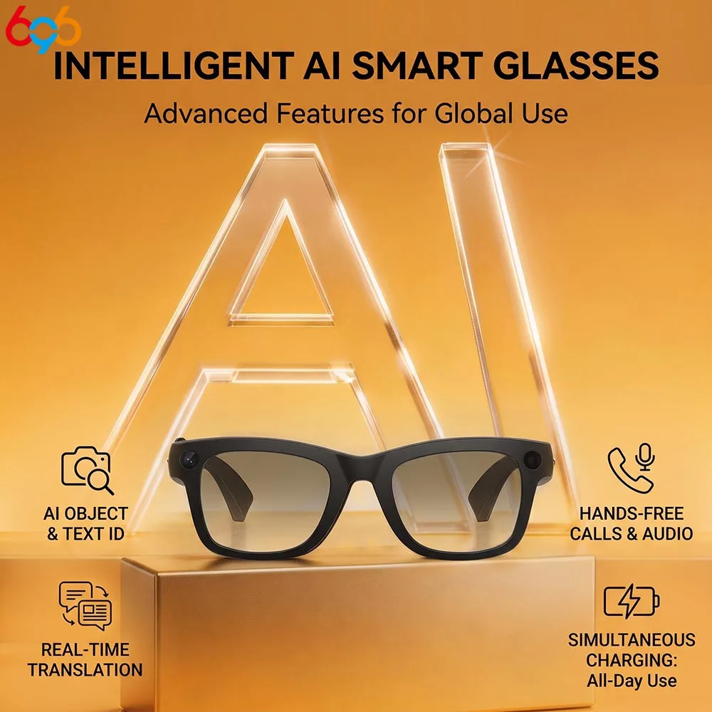 Smart Glasses 8MP Camera 1080P Video Recording Photo Shooting Call Music Player Voice AI Translation Sunglasses Men Lady Eyewear