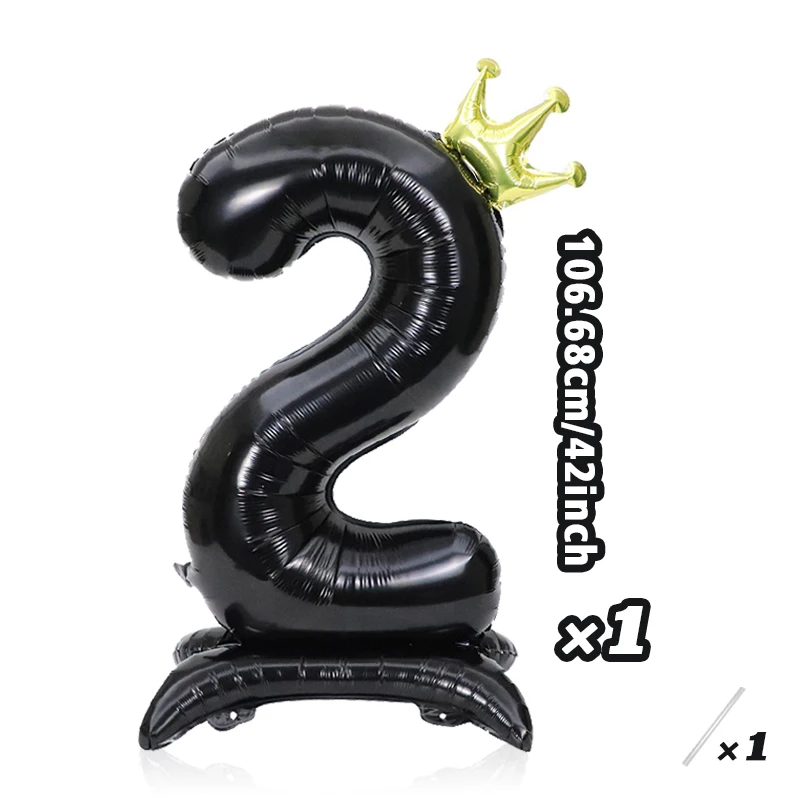 42 Zoll Vertikaler Schwarzer Digitaler Ballon mit Krone, Dekoration für Geburtstagsfeiern von Jungen und Mädchen, Happy Birthday Ballon – Detail 7