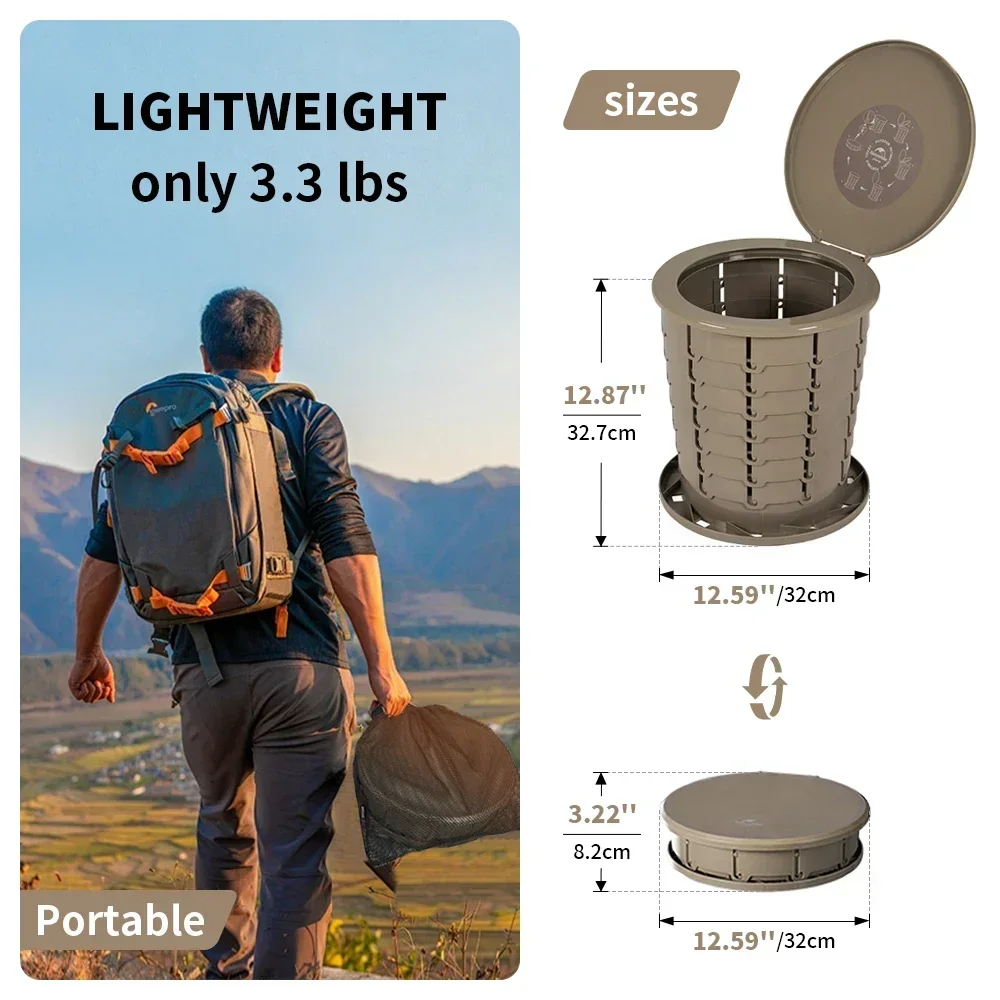 Naturehike Camping Folding Toilet Portable Outdoor Tool Car Travel Emergency Toilet Multifunctional Garbage Load Bearing 150KG