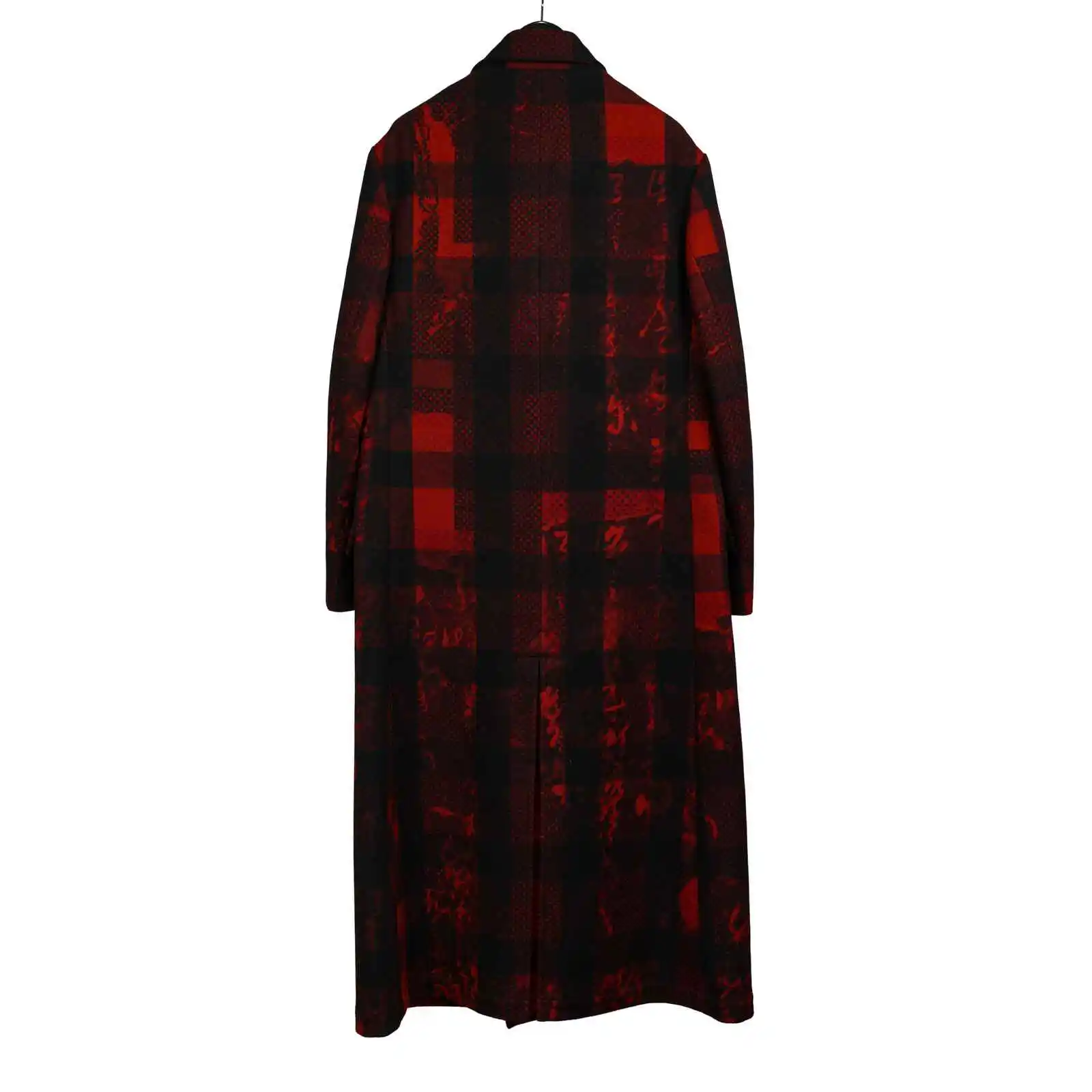 معطف صوفي أصلي من TOP-YAMAMOTO باللون الأحمر، معطف كشمير فضفاض جديد متوسط الطول للرجال لخريف وشتاء