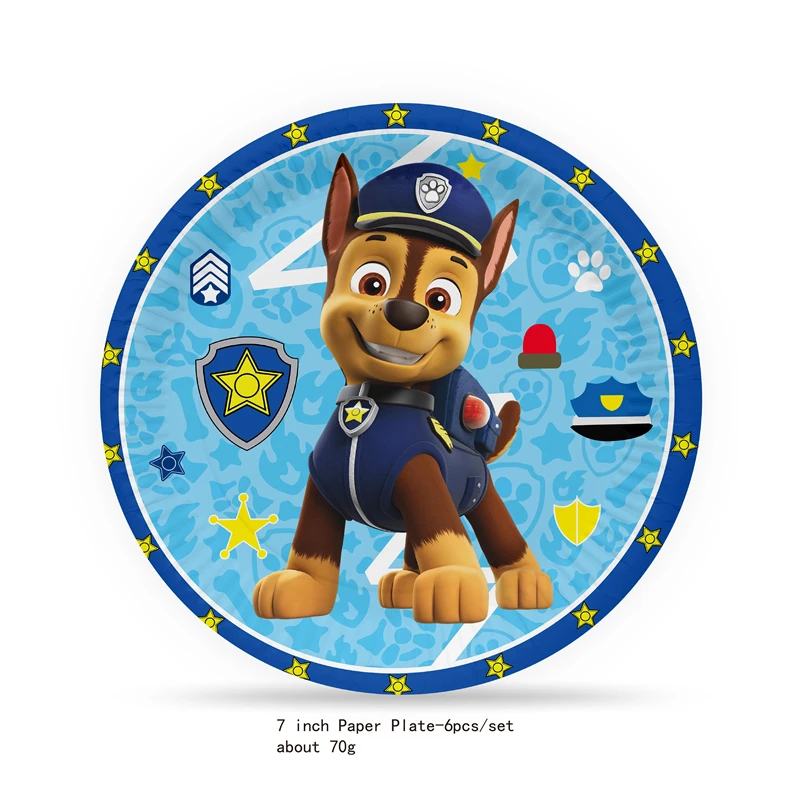 Assiette Décorative en Forme de Chiens Paw Patrol pour Enfant, Fournitures de ixd\'Anniversaire, Poulet Britannique, Ensembles pour ixPréChristophe