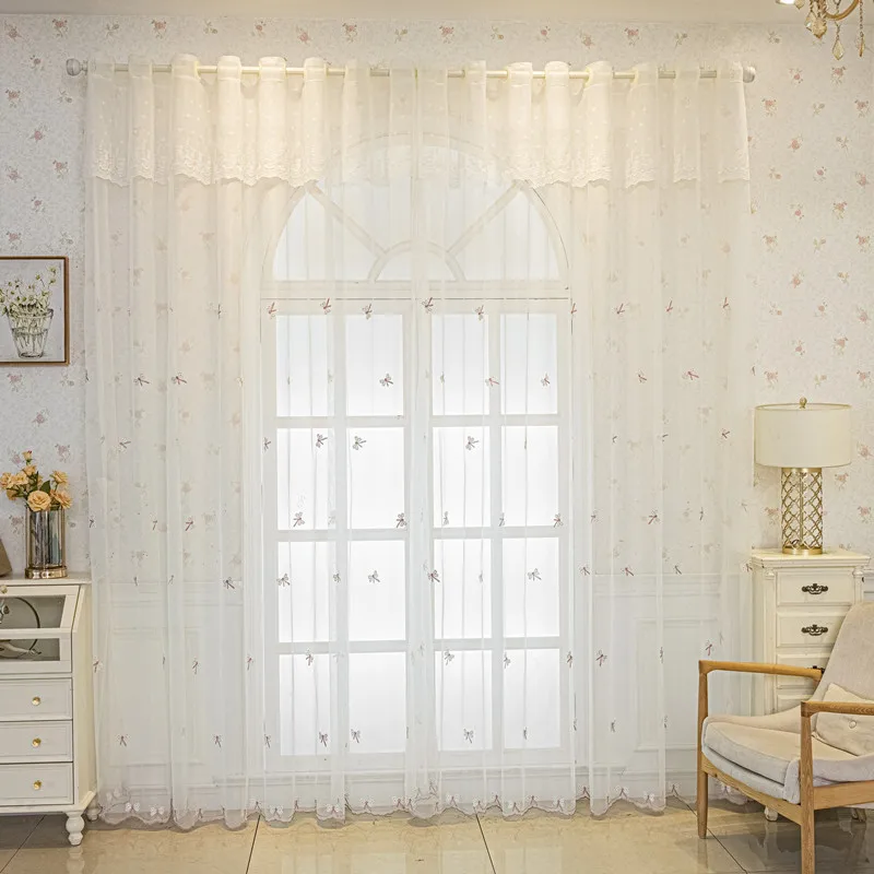 

Decorative Embroidery Window Screen Translucent White Gauze Curtain Simple Modern Sand Living Room Bedroom Bay Window Balcony