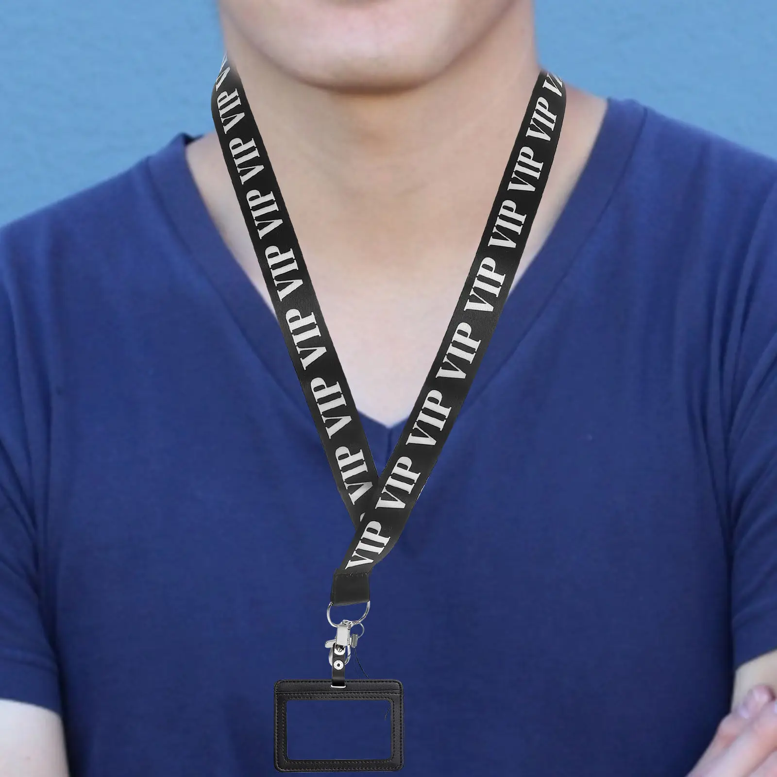 

2Pcs Work Id Card Lanyard Clip Polyester Neck Strap Badge Holder Office Staff Nurse Badge Hanging Ropes Portable Daily Use