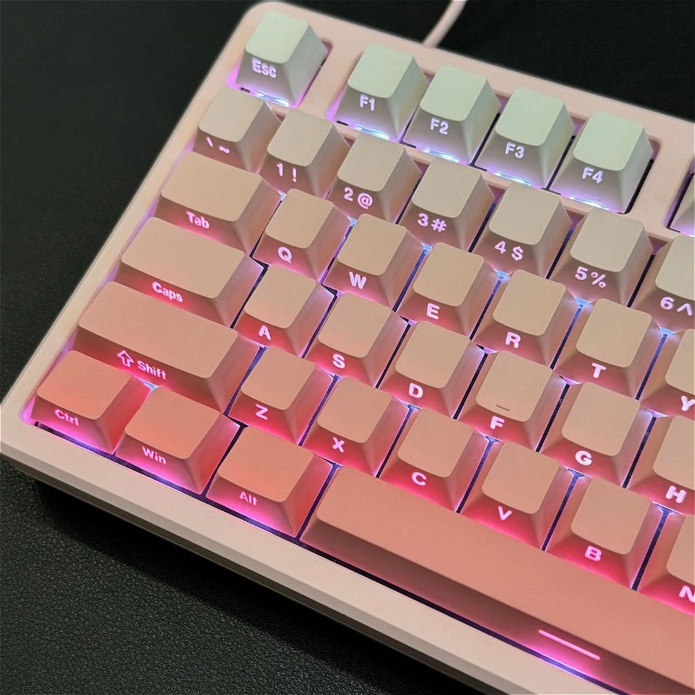 

PBT keycaps 130 keys, cherry, peach powder theme, personalized keycaps, for Cherry MX 104/87/61 mechanical keyboard