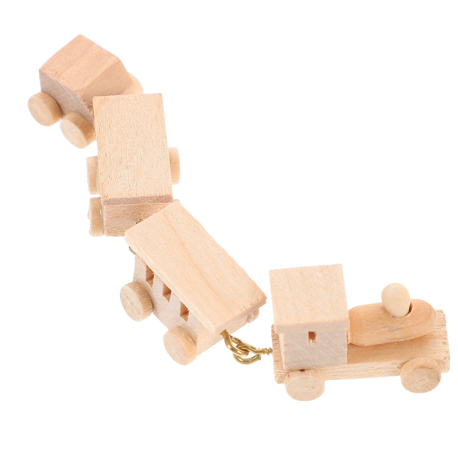 Mini Wooden Train Educational Ornaments Toy Miniature Model Dolls House Accessory Decorate