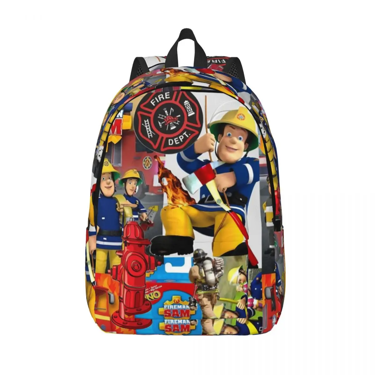 

Fireman Sam Cartoon Firefighter Anime Backpack for Preschool Primary School Student Bookbag Boy Girl Kids Daypack Lightweight