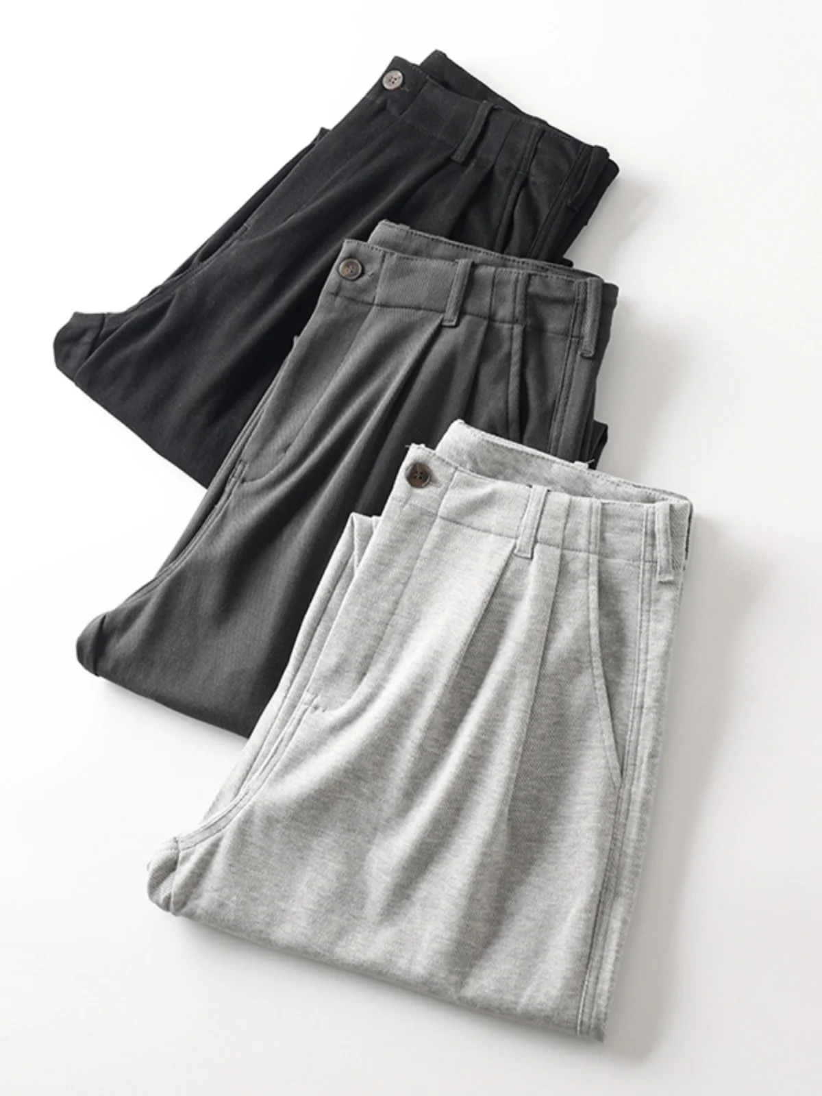 

Мужские модные летние повседневные брюки из ткани с эффектом слаб (280 г), немнущиеся, струящиеся, прямого кроя, дышащие, в стиле «сигареты»