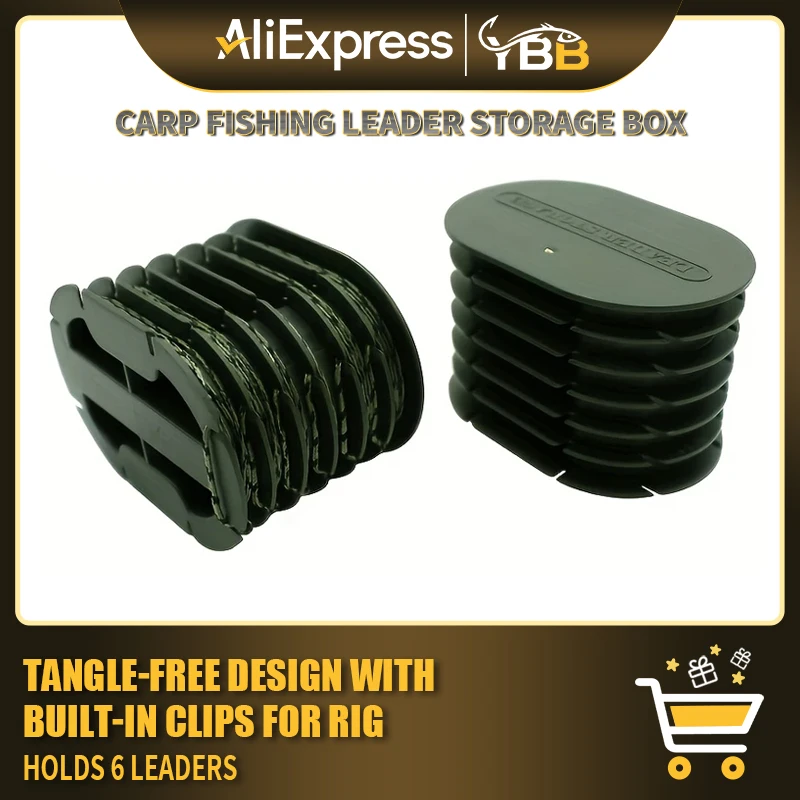 

Compact Carp Leader Organizer - Rigtrip Tangle-Free Storage Box Holds 6 Fishing Leaders with Built-In Rig Clips