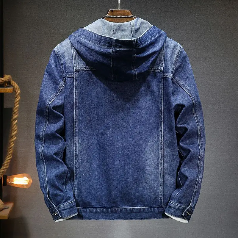 Autumn New Denim Coat Men's Loose Large Size High Quality Hooded Casual Work Jacket jackets for men  men clothing