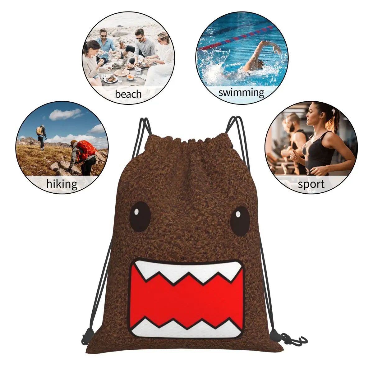 かわいい漫画ドモくんバックパックカジュアルポータ​​ブル巾着バッグ靴バッグブックバッグ旅行学校用