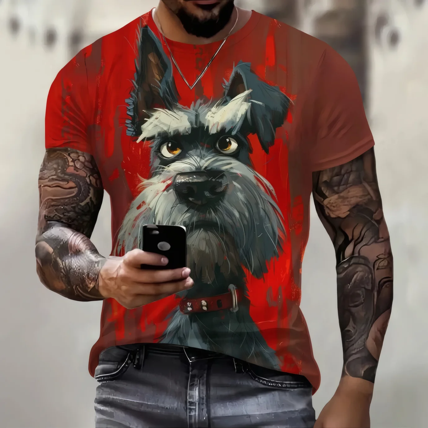 

Funny 3D Dog Print Men's T Shirt Casual O-neck Loose Short Sleeve Fashion Trend Men Clothing Summer Breathable Oversized T-shirt