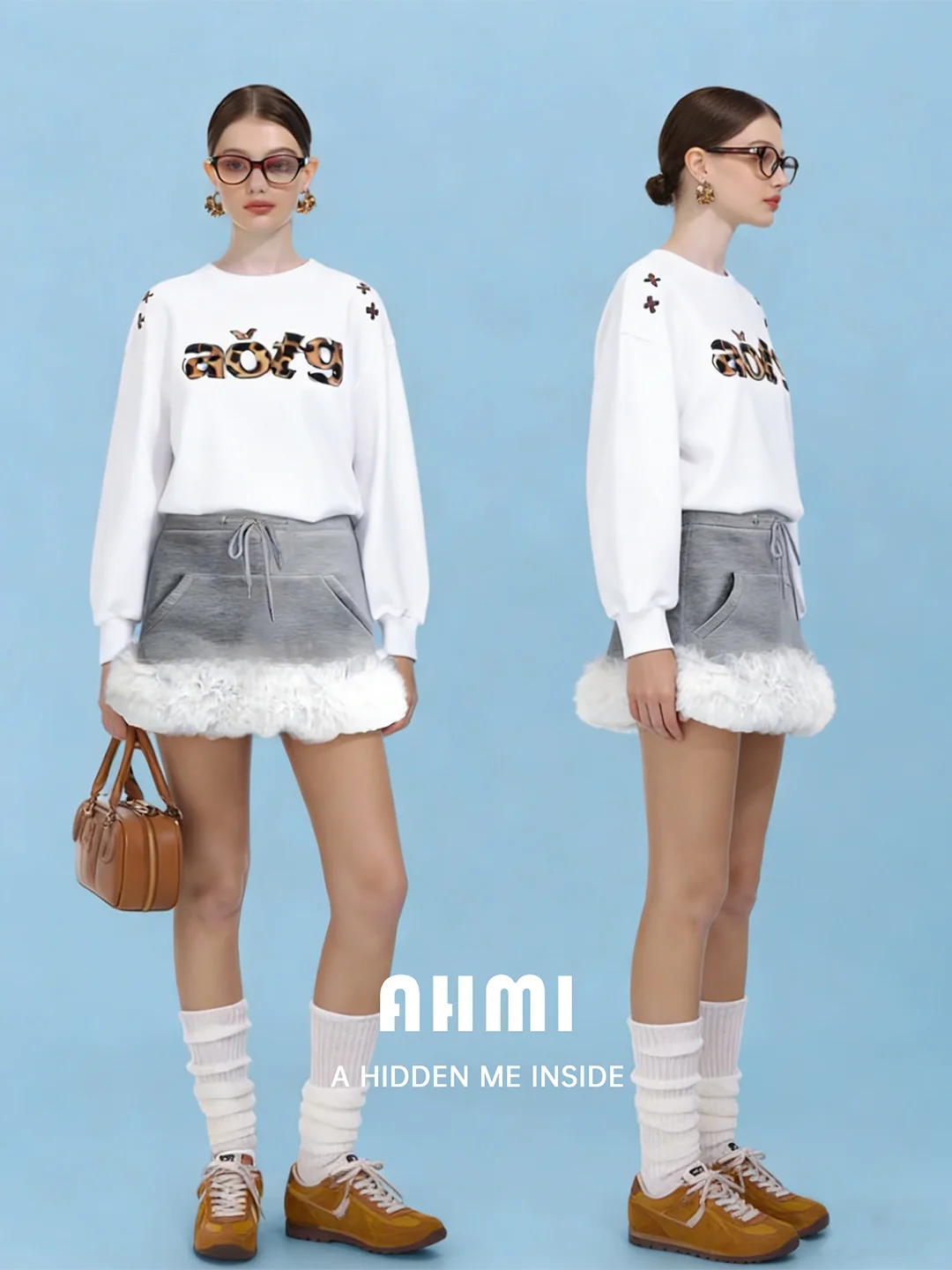 

Юбка AHMI с высокой талией в клетку, с бантом, в корейском стиле, женская, модная, осенне-зимняя, теплая, с отделкой, средней длины