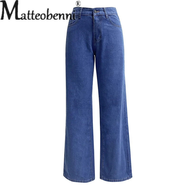 Mode einfarbig bequem lässig gerade Jeans Damen Pendler vielseitige Jeans hose Damen hohe Taille Stretch hose