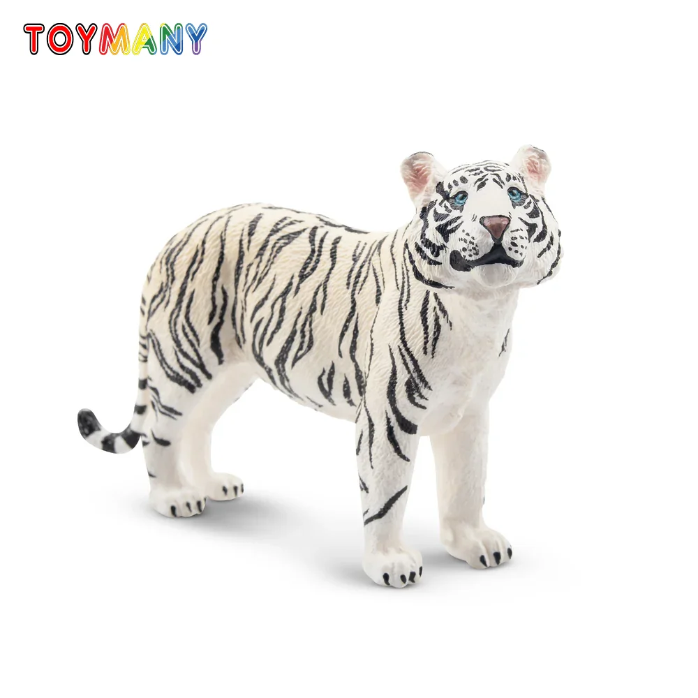 Toymany Simulation Staning White Tigress Wildlife  Animal Model Toy Mini Figures Dolls Action Figurines Toys Children Gift