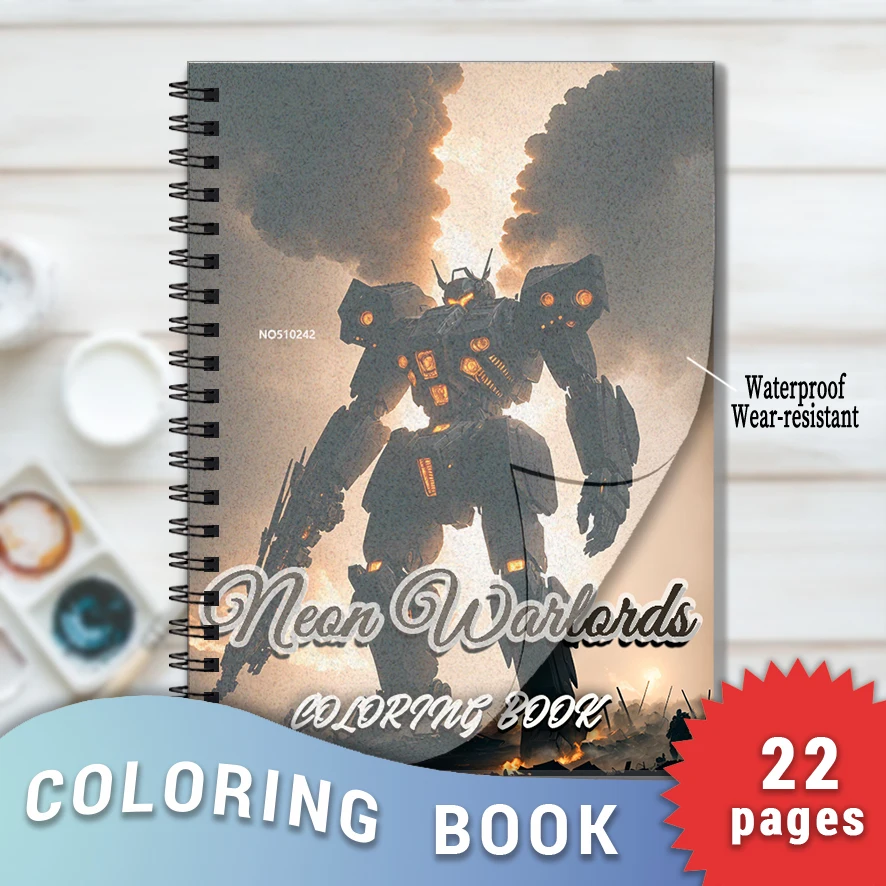 

Книжка-раскраска Neon Warlords — 8,3x11,2 дюйма, 22-страничная книжка-раскраска — помогает снизить стресс и легкость эмоций