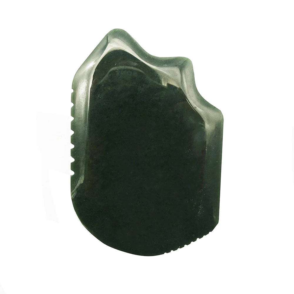 

Dark Green Nephrite Gua Sha Massage Tool Natural Jade Stone Guasha Board for Face and Body