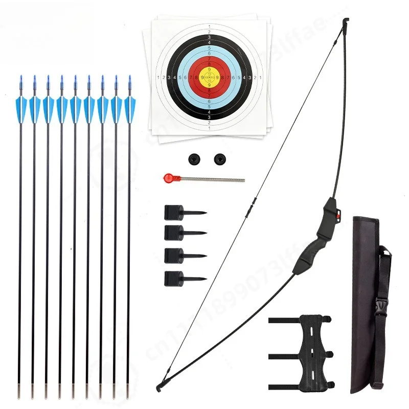 Straight Bow Set, Archery Kit for Beginner Practice & Competition, Outdoor Shooting Sports Accessory