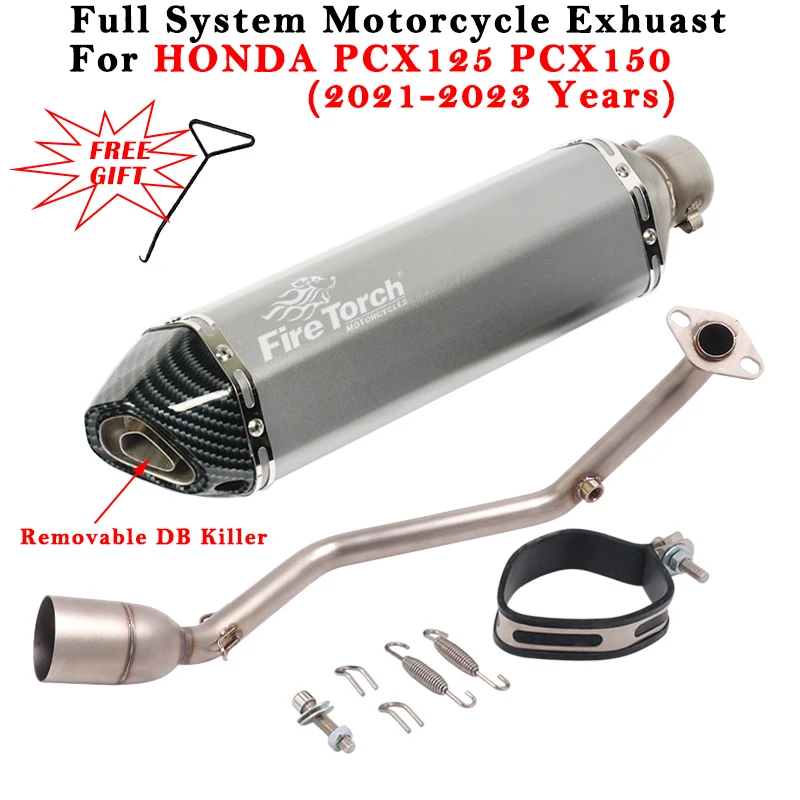 Motorcycle Exhaust Full System Modified Muffler With Front Link Pipe DB Killer For HONDA PCX125 PCX150 PCX 125 150 20212022 2023