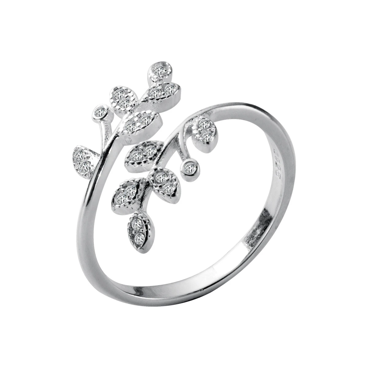 Modian Dazzling Zircon Tree Branch Leaves Sterling Silver 925 Ring for Women Free Size Ring Luxury Engagement Gift Fine Jewelry