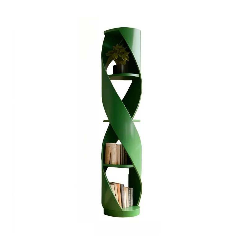 Medieval paint rotating bookshelf, solid wood bookcase, modern simplicity, white shelf, household