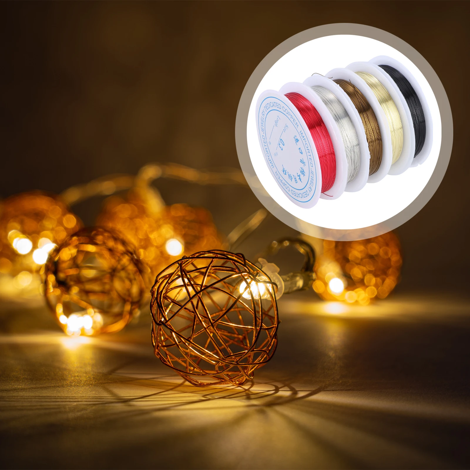 

5 Rolls 26 Gauge Bare Copper Wire 10m Each High Quality Thin Material for Jewelry Crafts Beading Wrapping Hat