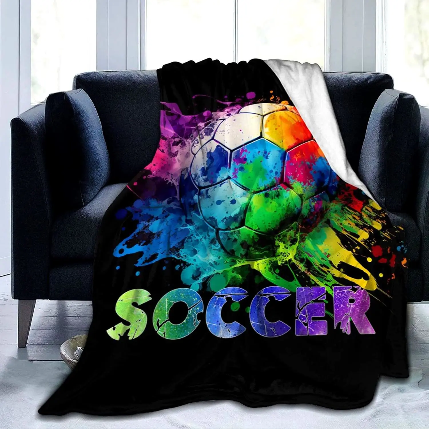 Football blanket, sports ball, popular ultra soft flange football blanket, lightweight and comfortable plush bedding as a gift