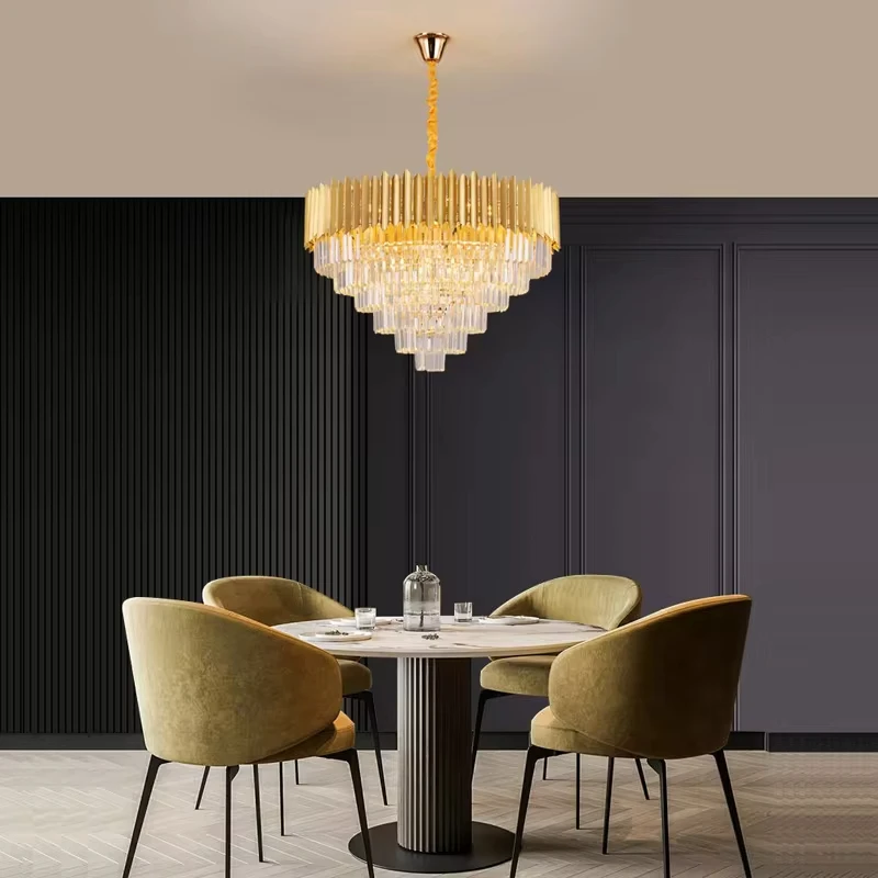 luxo led crystal pendant lights modern round golden teto chandeliers lamp lustre para decoracao da sala nova casa 2023 01