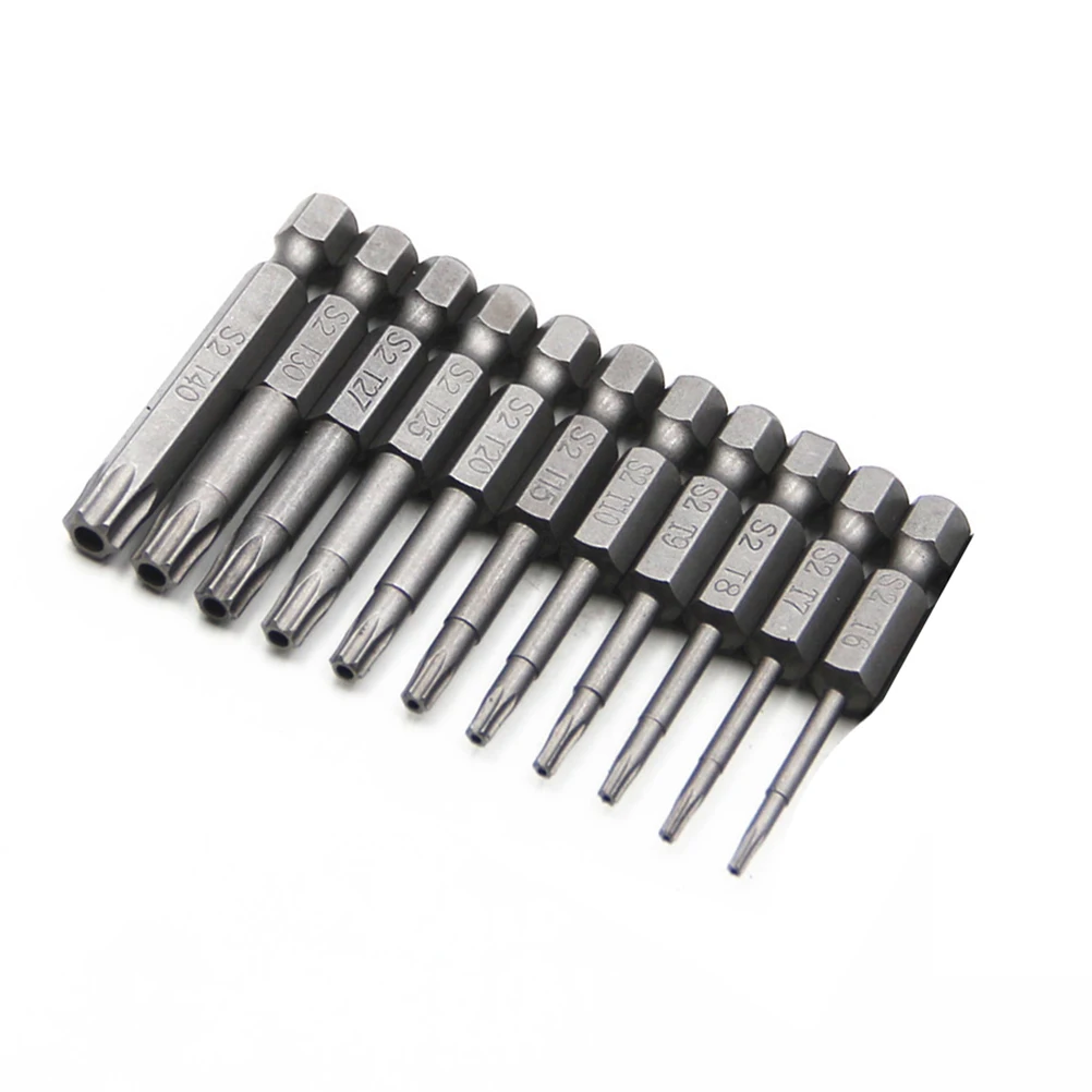 

11Pcs 1/4 Inches 100mm Solid Plum Clubs Plating Electric Screwdriver Bits Head T9 T30 T40