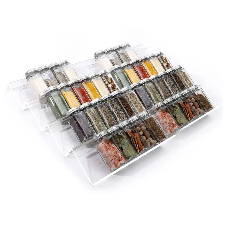 Clear Acrylic Spice Drawer Organizer,Seasoning Jars Drawers Insert,Kitchen Spice Rack Tray For Drawer (Jar Not Included)