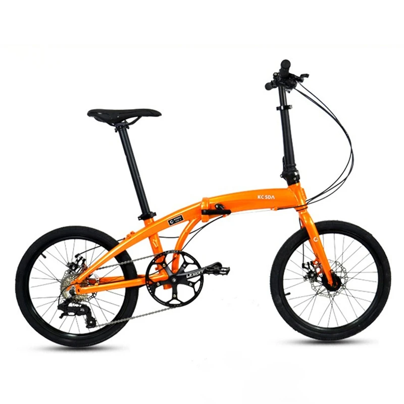 20 Inch Folding Bike Aluminum Alloy Frame Mechanical Disc Brake Foldable Bicycle 53T Crankset 8 Speeds High Carbon Steel Fork