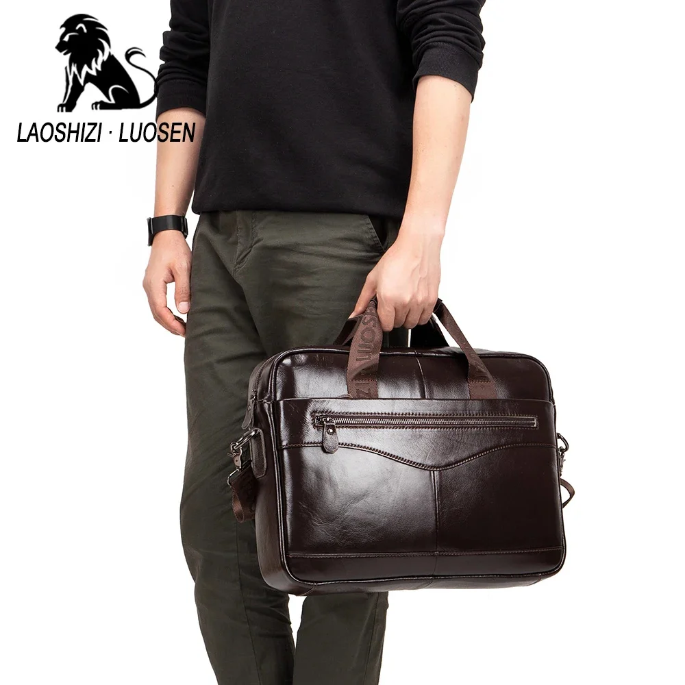 Luxury Brand Messenger Bag Men Genuine Leather Handbag Vintage Shoulder Cowhide Male Briefcases Laptop Crossbody For