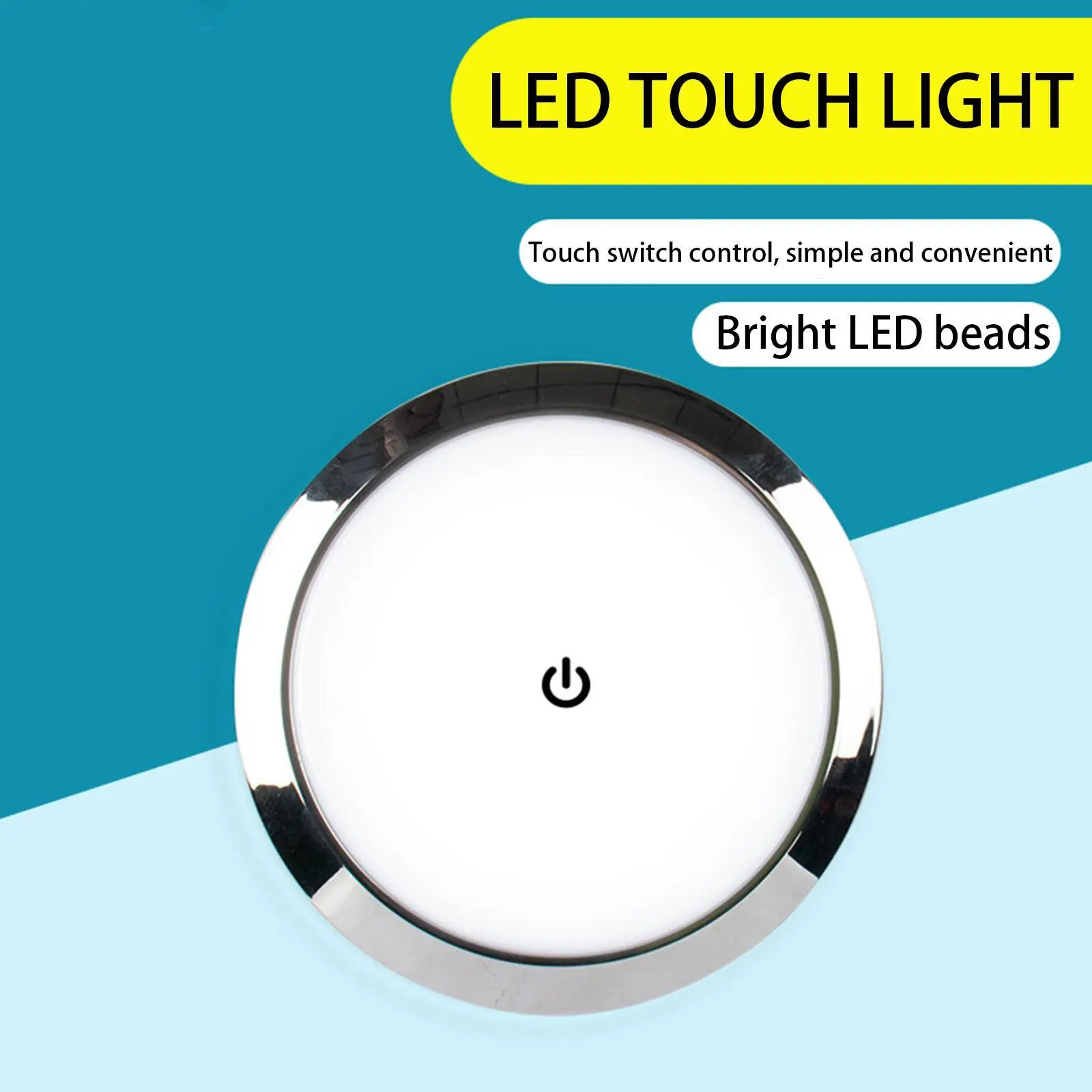 12V LED Touch Lamp RV Ultra-thin Round Dome Light Ceiling Lamp Reading Light for Caravan Boat Yacht Camping Car
