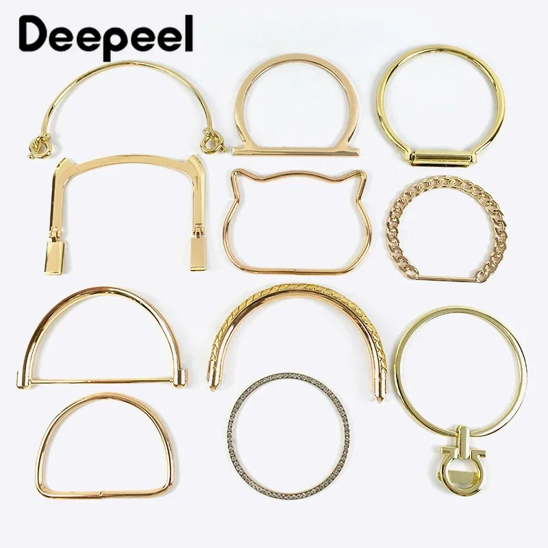 2Pcs Deepeel Metal Bag Handles Purse Sewing Frame Brackets DIY Handcrafted for Women Handbag Replacet Hardware Bags Accessories