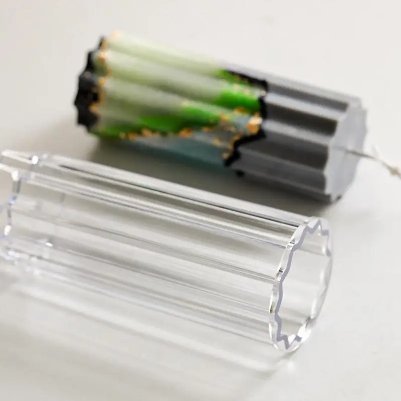 Cylinder Candle Mold Acrylic Stripe Cylinder Candle Molds For Candle Making Pillar Candles Resin Mould Resin Aromatherapy Molds