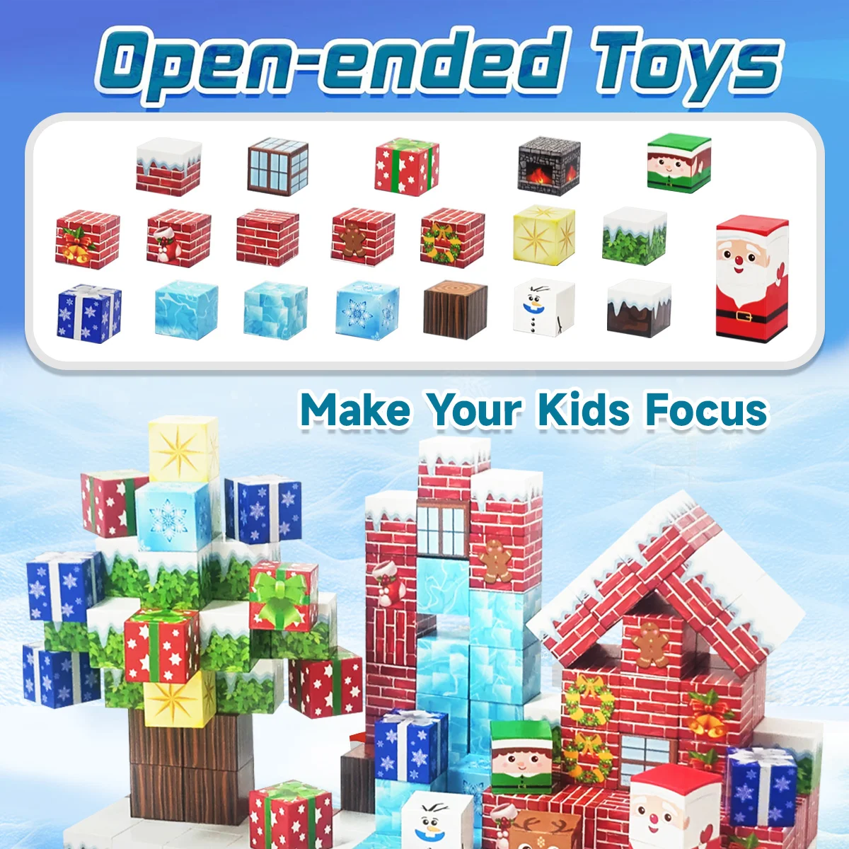 Magnetic Blocks Christmas Set for Kids, Educational Travel Magnet Toy, Creative & Funny Birthdays, Christmas, New Year Gift