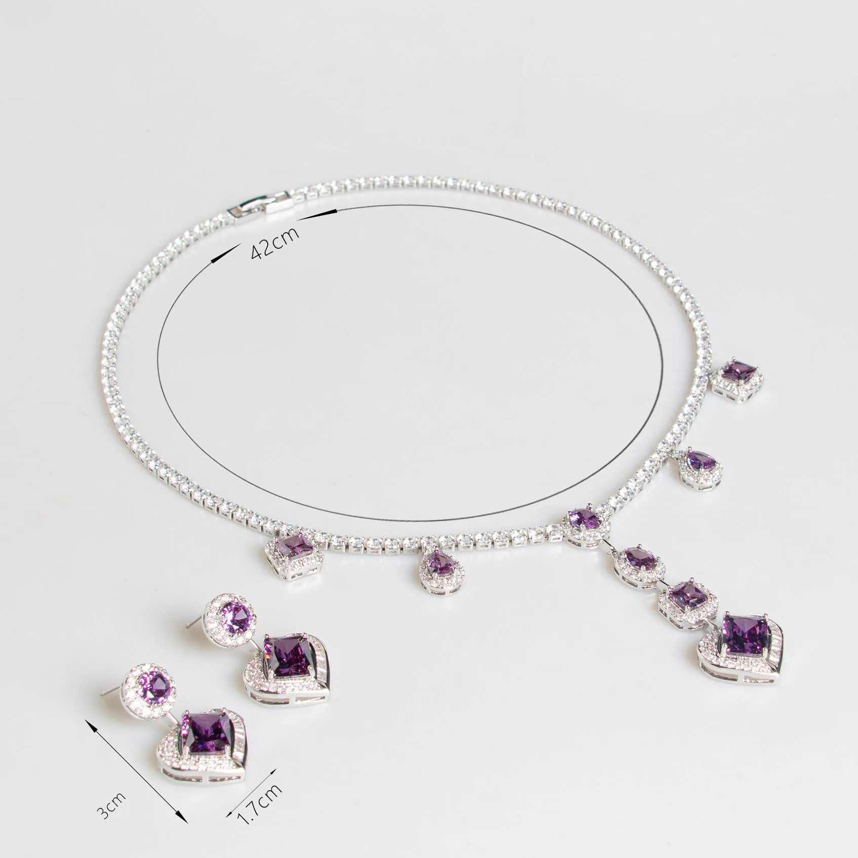 الشعور الغني الحب قطرات قلادة قلادة أقراط مجوهرات اكسسوارات المرأة مجموعة حفل زفاف كوكتيل حفلة موسيقية M-150 #5