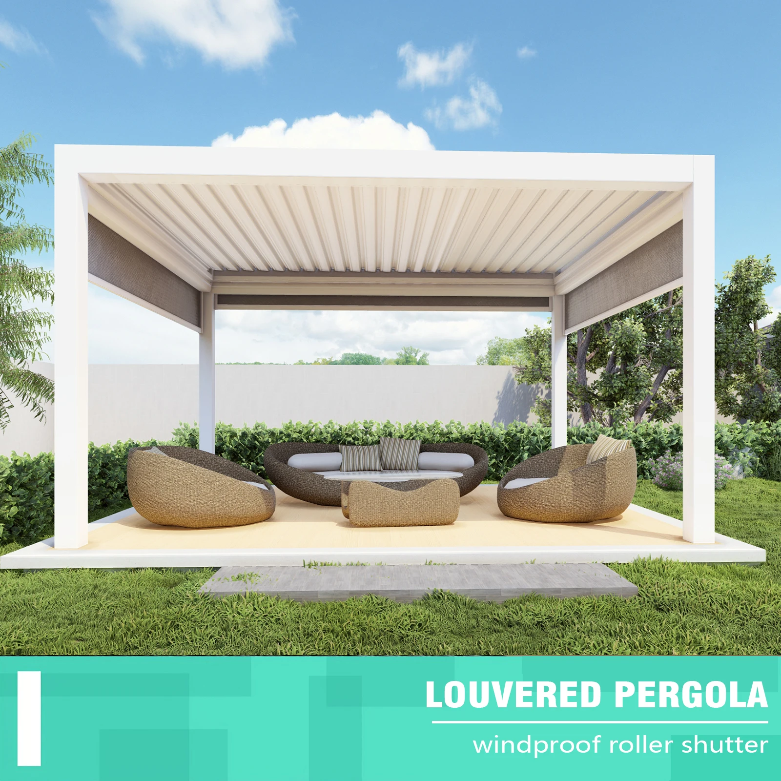 

Automatic Waterproof Louvered Roof Terrace Sunshade Contemporary Shade Sails Nets For Garden Patio Balcony Pergola