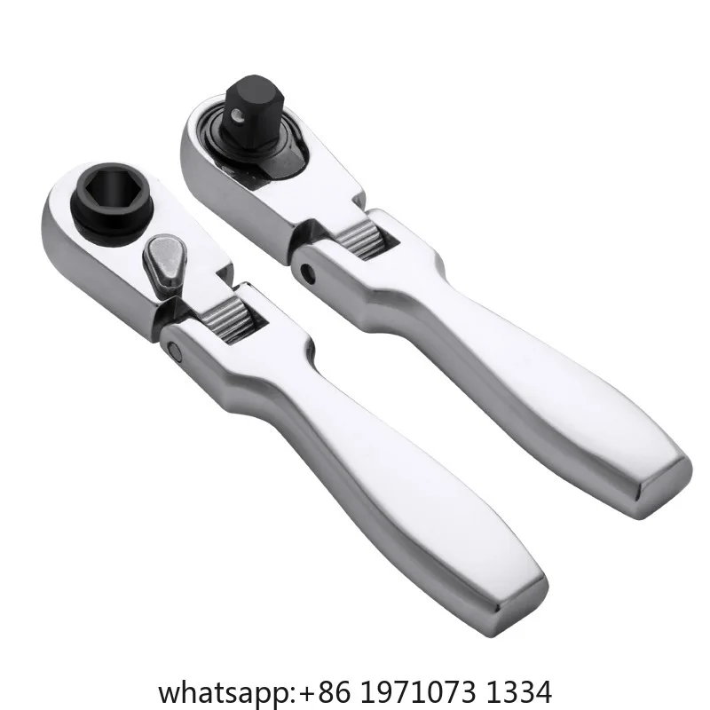 Hi-Spec 2 in 1 Mini Ratchet Wrench 1 4 Inch Quick Release Socket Bit Driver Adjustable Head Compact Tool Kit for Home Repair Use