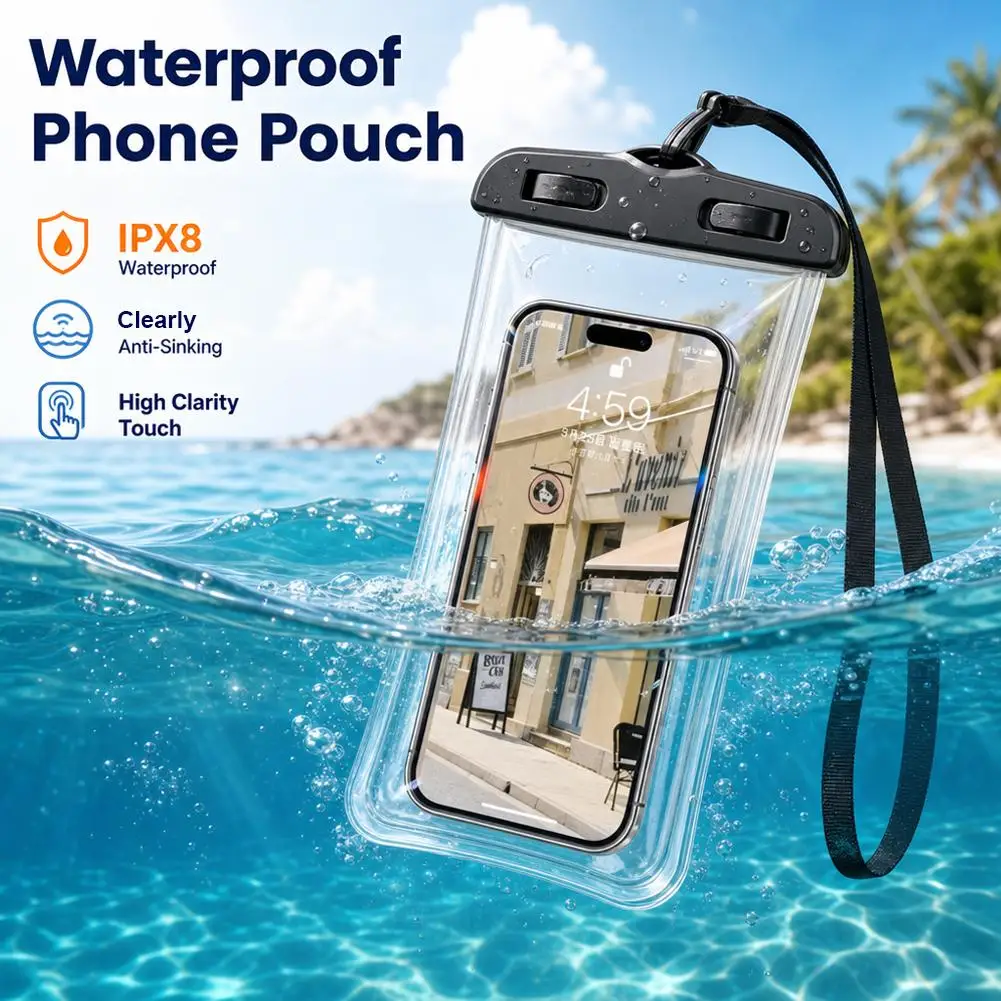 Transparent Waterproof Mobile Phone Pouch Neck Hanging Touchable Water Proof Case Outdoor Beach Swimming Phone Storage Sleeve