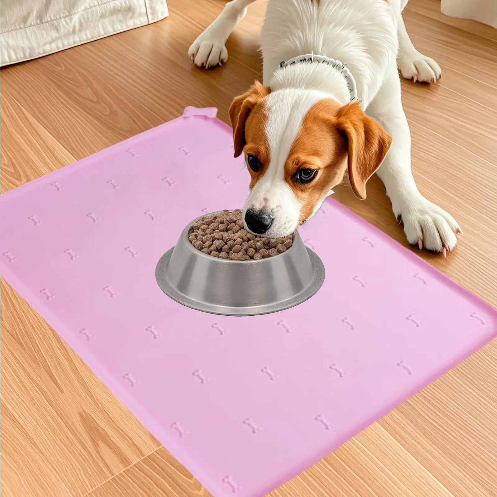 Pet Bowl Mat Cat Placemat 23.6 X 15.7 Inch Silicone Non-Slip Foldable Fast Drying Anti-Spill Pet Feeding Pad For Dogs Cats